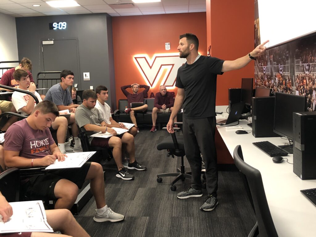 Brian Cain facilitating a Time Management and Organization session with Virginia Tech coaches and athletes.